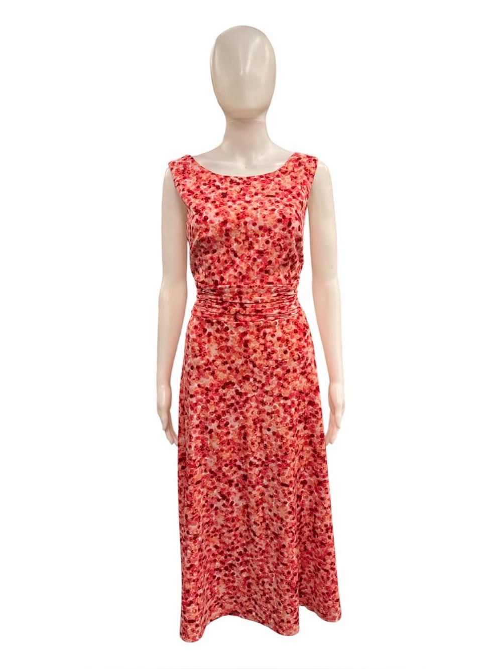 Established Red Floral Boatneck Maxi Dress Size M